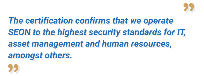 SEON ISO27001 certification quote