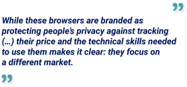 device spoofing quote detailing that browsers are branded and they are focusing on different markets